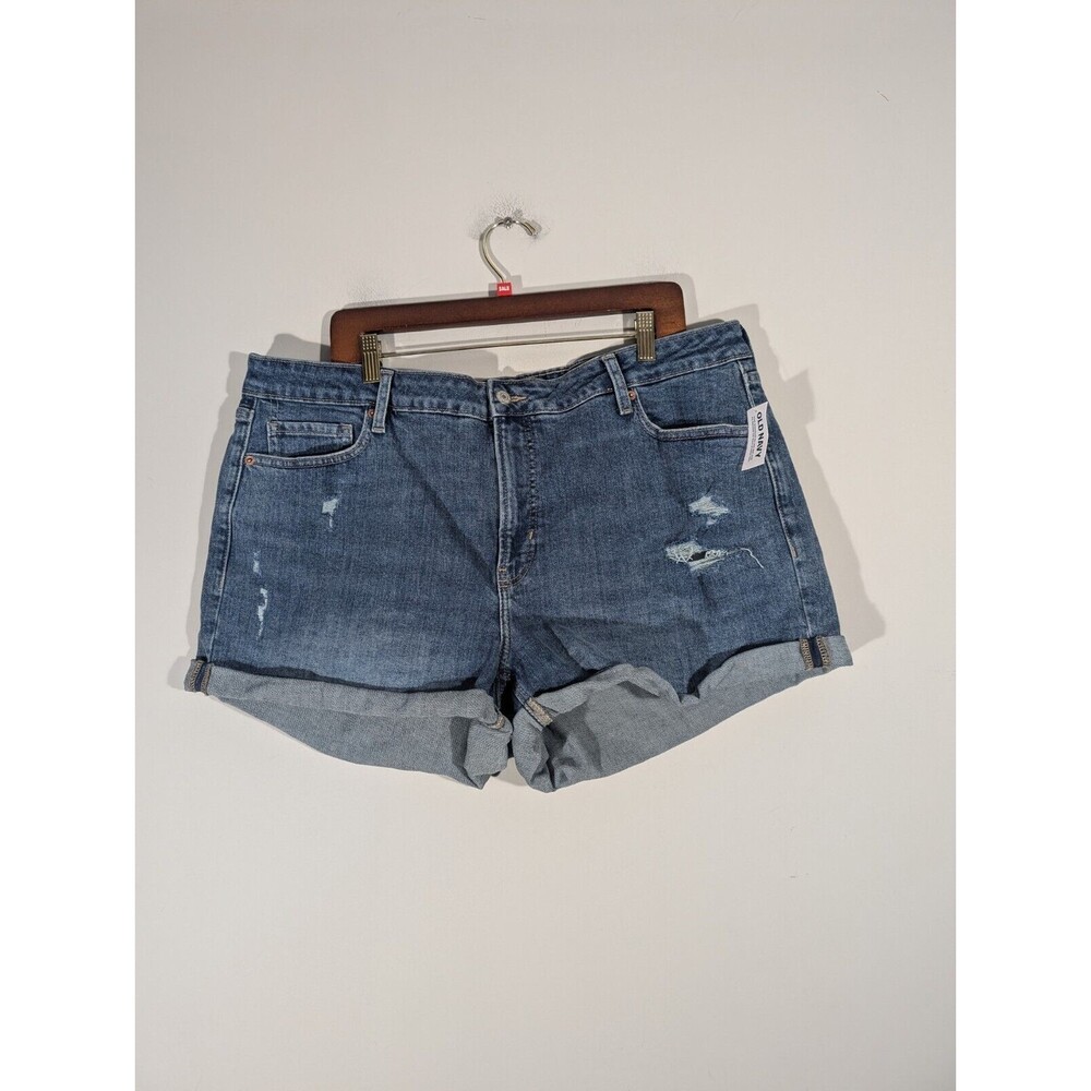 NWT Old Navy Shorts Women Plus‎ 20 Blue Medium Wash High Rise Secret Pockets